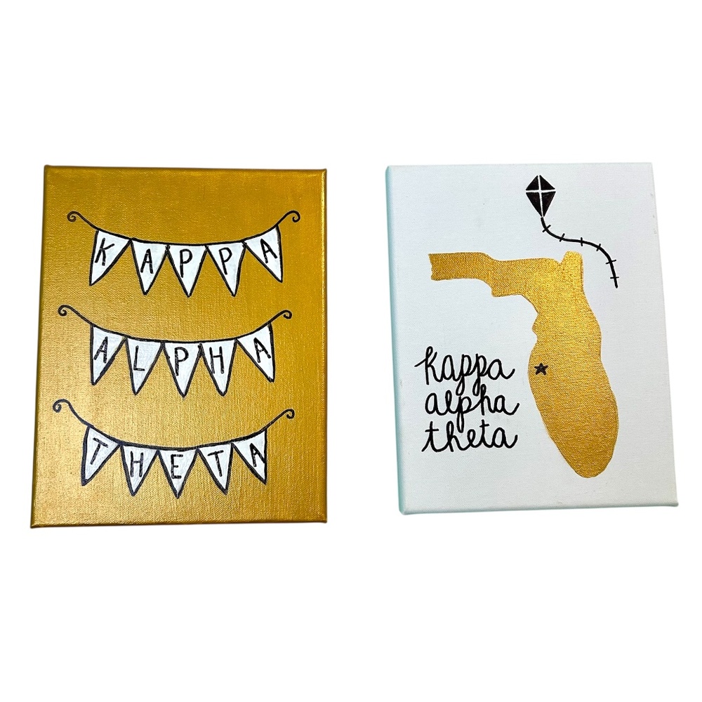 Theta Canvases Kappa Alpha Theta Set of 2 Kite Florida Gold Black Flag KAO